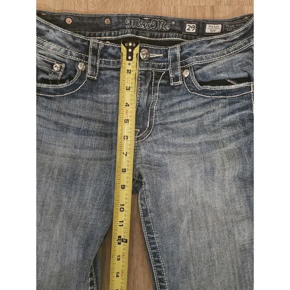 Miss Me Jeans MP8476B Boot Cut Mid-Rise Distressed Size 29×31 Blue Y2K - Picture 9 of 12